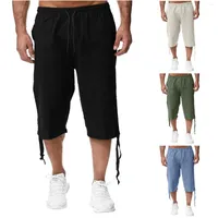 Pantaloni pantaloncini da uomo pantaloni estate con filo corto di lino sport da uomo cotone