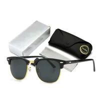 Fashion Unisexe r￩tro classique Ray Clubmasters Lunettes de soleil pour hommes femmes M￩tal Ovale Drive Ban Sun Glasshes 3016G