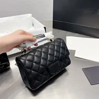 2022 패션 여자 고급 디자이너 가방 가죽 캐비어 체인 가방 검은 20cm 플랩 여성 채널 고품질 어깨 크로스 바디 토트
