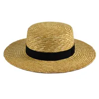 Wide Brim Hats Femme Paille Chapeau Fashion Chapeau Paille Summer Lady Sun Boat Wheat Panama Beach Chapeu Feminino Caps270h