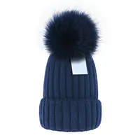 Cheap Whole beanie New Winter caps Knitted Hats Women bonnet Thicken Beanies with Real Raccoon Fur Pompoms Warm Girl Caps pompon beanie302S