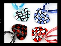 Pendant Necklaces Wholesale 4pc Handmade Murano Lampwork Glass Fashion Crystal Mosaic Heart Fit Necklace Jewelry Gifts LL101