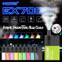 Original HCOW Extreme 7000 Puffs Einweg-Vape-E-Zigarette 15 ml Vorgefüllte Maschenspulen-Vapes Stift 0%2%5%N USB Ladung Typ-C-Anschluss Buntes RGB leichter authentischer Großhandel