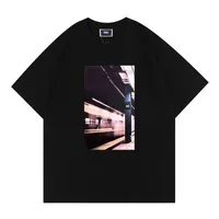 Amerykańska marka mody Kith Men's T Shirts Ins Express Train Tee Miłośnicy dużego swobodnego okrągłego szyi bawełniany krótki rękaw