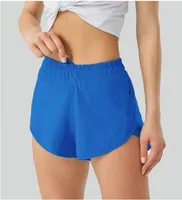 Lulus Façage Yoga multicolore lâche respirant rapide Drying Sports Hotty Shorts chauds Sous-vêtements pour femmes Jupe pantalon de yoga de poche Running Fitness Pantal
