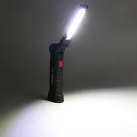 Przenośna 3 tryb Cob Freatlight Torch Usb ładowna LED LED Light Magic Cob Lanterna Haczyka na zewnątrz Camping3488