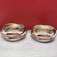 Fashion Three Rings, pareja, anillo de pareja para hombres, moda de estilo simple con tres colores anillos de amor de oro rosa 303e