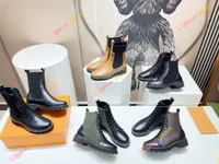 Designerinnen Frauen Beaubourg Knöchelstiefel Mode Squad Chunky Luxus Boot Calfskin Martin Winter Ladies Silk Plattform geprägtes Leder -Leder -Lack -Leinwand -Sneaker