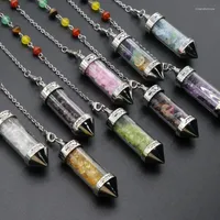 Pendant Necklaces Natural Stone Crystal Gravel Necklace Seven Chakra Energy Wishing Bottle DIY Jewelry Accessories