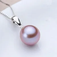 Natural frischwasserrunde Perle 8mm Anhänger Halskette Accessoires 925 Silber weiß rosa lila drei Farben Geschenk für Frauen Schmuck