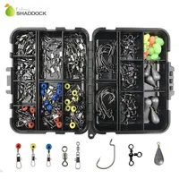 Shaddock 160pcs Box Accessories Hooks Swivels Lead Sinrosher with Ring Carp Fishing Tackle Boxes C18110601231F