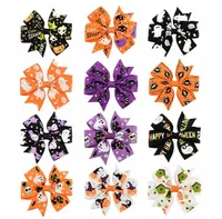 12 стилей аксессуары для волос Barrettes Halloween Orange Purple Purple Print Accessories Kids Jewelry Clippers 3 дюйма