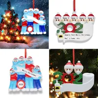 Juldekorationer söta silikon Julprydnader Personliga DIY -handskrivande hängsmycken Mask Snowman Family 2 3 4 5 Julgran hängande hängen VT1731