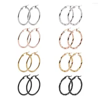 Brincos de argolas aço inoxidável/aço de titânio Pequeno grande círculo redondo simples e redondo laço de orelha lisa Anel de jóias de anel Twisted Acessórios