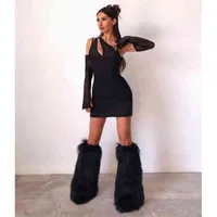 Boots Zmpdxy Donne Scarpe da donna Over the Knee Tall Luxury Brand Snow Trend Platform Streetwear Platform Women's Fux Fur Warm 220903