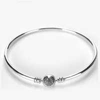 Heart shaped CZ diamond Clasp Bangle Bracelet sets Original Box for Pandora 925 Sterling Silver Charm Bracelets Women Wedding Jewe193a