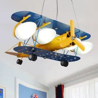 Pendant Lamps Boy Cartoon Bedroom Kindergarten Ceiling Creative Personality American Eye Protection Aircraft Lights WF1027
