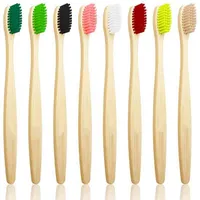 Cepillados de dientes de bamb￺ ecol￳gicos compatibles port￡tiles de madera para adultos con cepillo de dientes blandos de madera logotipo VTMTB2065