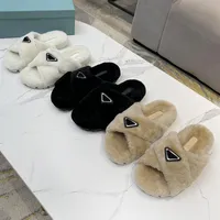 2021 designer women Winter Plush Slippers Indoor le Shoes Warm Fox Fur For Slides Flip Flops TOP QUALITY Size 35-40 With Box230G