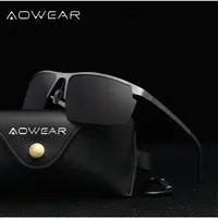 AOWEAR 2020 MENS 편광 선글라스 남성 진짜 알루미늄 거울 림리스 태양 안경 남성 스포츠 야외 운전 안경 가파스 266Z