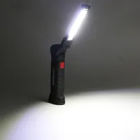 Przenośna 3 tryb Cob Freatlight Torch Usb ładowna LED LED Light Magic Cob Lanterna Haczyka na zewnątrz 274J