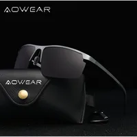 AOWEAR 2020 MENS 편광 선글라스 남성 진짜 알루미늄 거울 림리스 태양 안경 남성 스포츠 야외 운전 안경 가파스 235Q