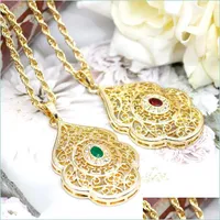 Pendant Necklaces Pendant Necklaces Sunspice-Ms Morocco Caftan Necklace For Women Gold Color Ethnic Wedding Jewelry Metal Arabesque D Dhcai