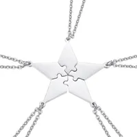 5st Good Family Friendship Necklace Set Five Pointed Star Puzzle Neck Pendant Fashion Creative Jewelry Accessories PE NACKACES316C