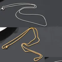Chains Wholesale Fashion Box Chain 18K Gold Plated Chains Pure 925 Sier Necklace Long Jewelry For Children Boy Girls Womens Mens 1Mm Dhdwr