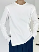 여자 T 셔츠 불규칙 단추 티셔츠 여자 O- 넥 긴 소매 tshirts femme 2022 가을 솔리드 캐주얼 간단한 고품질 두꺼운 티