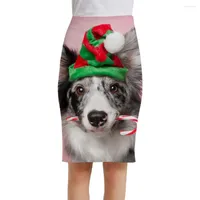Saias Kyku Dog Women Animal Sexy Christmas Office Year Ano Elegante de Senhoras Mulheres Floral Moda Cool