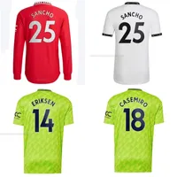 Top 22 23 Maglie di calcio di Manchester Sancho Uniteds 2022 2023 Mans Antony Ronaldo Jersey Eriksen Rashford Casemiro Utd Shirt Football Sleeve Long Kids 3xl 4xl