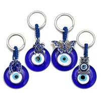 Keychains Butterfly Blue Evil Eye Keychains Owl Turtle Anhänger Keyrings für Bag Car Schlüsselketten türkischer Großhandel Schmuck Keychainshop DHWHM