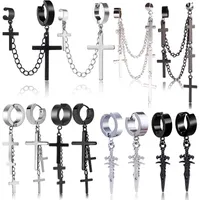 Dangle Earrings Gothic Cross One-piece Punk Pendant Tassel Clip Earring Sword Drop Men Women Rings Necklaces Jewelry