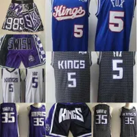 Basketball Jerseys Sacramento''Kings''Men Jersey Throwback De'Aaron 5 Fox Marvin 35 Bagley III Jason 55 Williams Basketball Shorts