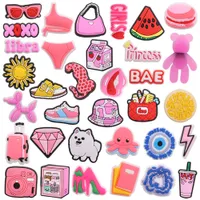 Al por mayor 100pcs PVC Pink Style Libra Lightning Bear Shoe Designer Decorations Hebilla para niños Croc.