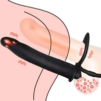 Masseur bite double pénétration s sex toys pénis strapon gode vibrateur de vibrateur sur anal plug adulte jouet pour débutant