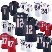 Camisa de pistas de fútbol para hombres de Nueva Inglaterra Brady Newton Gronkowski Fans Jerseys de fútbol