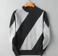 Autumn Winter Wool Sweater Color Clip Knitwear L￥ng￤rmad l￶s Diagonal Stripe Youth Korean Slim tr￶ja Stilig botten Skjorta f￶r m￤n Kvinnor