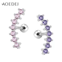 AOEDEJ 4 Colors Crystal Ear Stud Earrings Stainless Steel Cartilage Earrings Tragus Conch Piercing Oorbellen Voor Vrouwen1212b