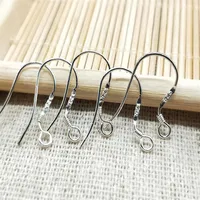 500st 925 Sterling Silver Earring Fynd Kontakter Fishwire Hooks smycken DIY 15mm Fish Hook Fok Coil Ear Wire 67 J22254