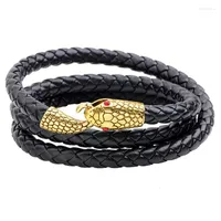Очарование браслетов Многослойное оберточное змеевое браслет для мужчин винтаж ручной плетение ручной работы с кожаным браклет с ручной работы.