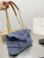 مصممي النساء غسلت حقيبة الدنيم Loulou Puffysh Classic Flap Bag Bag Bag Bags Fudice Luxury Handbag Presh Chain Cowboy CrossB