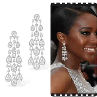 Choucong Brand Handmade Dangle Earrings Luxury Jewelry 18K Gold Fill Fill Drop White Topaz CZ Diamond Banquet Party Wedding295a