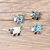 Nuevo 10pcs Enameles de moda de alta calidad Charms Regalos de oveja Pulsero Pulsero Collar Accesorios de joyería DIY Craft 2020237o