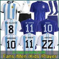 22 23 Camisa de futebol da camisa de futebol da Argentina 2022 Dybala Aguero Maradona di Maria Jogador de jogador de jogadores homens Kits Kit Define uniformes Socks Home Away