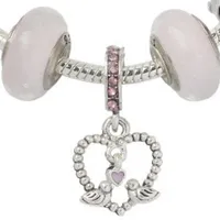 Ganzes - Charme Beads 925 Silberschildes Strang Armband Neue Glazed Big Hole Legierung Pink Serie Liebe Vogel Anhänger Hand String2053