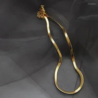 Zincir genişliği 3mm paslanmaz çelik düz kolye altın su geçirmez film yılan zinciri yumuşak kemik bilezikleri