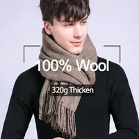 Écharpes 100% écharpe en laine hommes mode hiver chaude couche écharpe homme solide cachemire hombres bufanda invierno