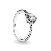 New Women Ring CZ Heart diamond Rings Women Jewelry for Pandora 925 Sterling Silver Wedding RING set with Original box299D